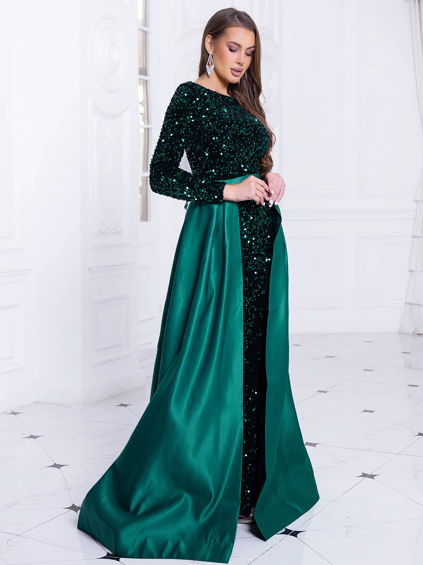 Elegant Mermaid Gown Formal Dress with Detachable Train Elegant | Chuzko.com