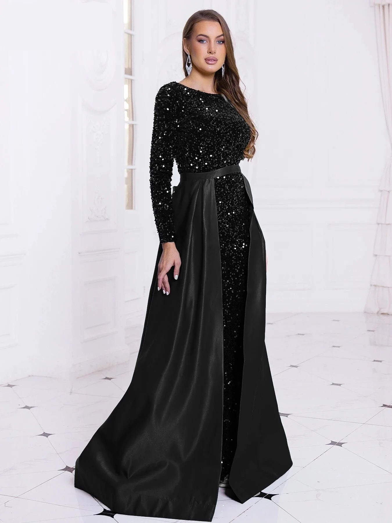 Elegant Mermaid Gown Formal Dress with Detachable Train Elegant | Chuzko.com