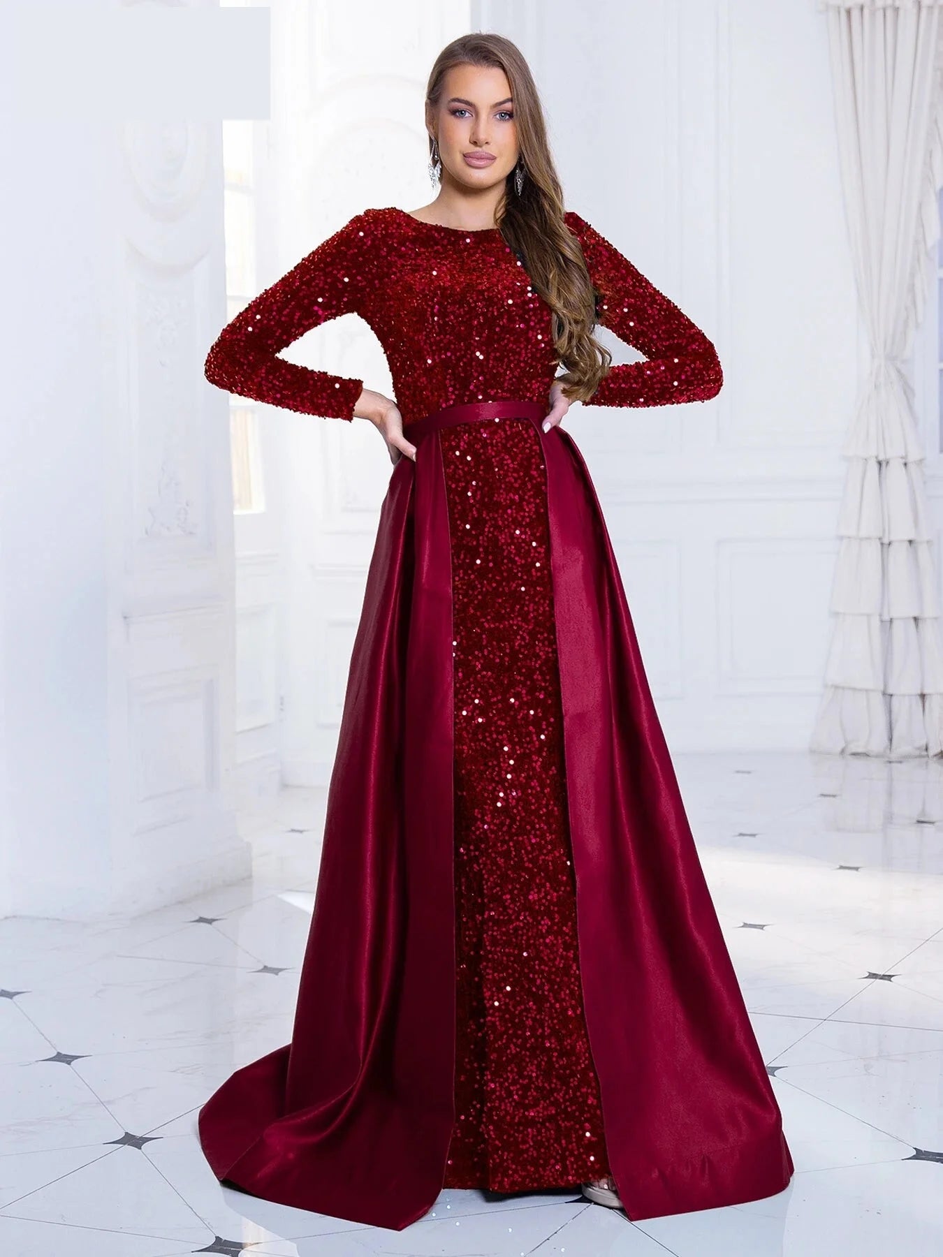 Elegant Mermaid Gown Formal Dress with Detachable Train	