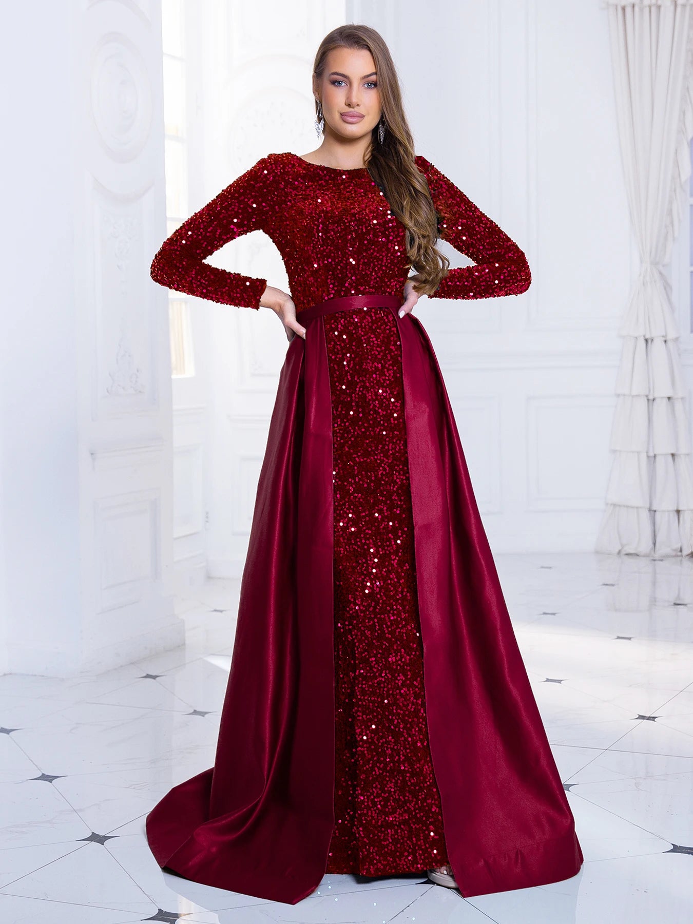 Elegant Mermaid Gown Formal Dress with Detachable Train Elegant | Chuzko.com