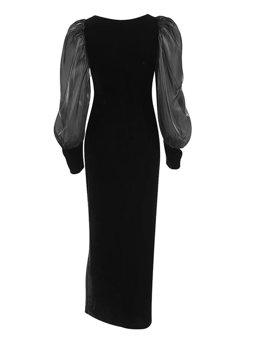 Elegant Velvet Midi Dress for Gala and Cocktail Evenings Elegant | Chuzko.com