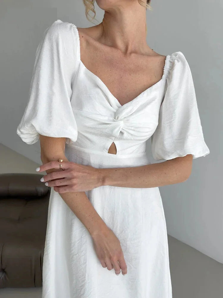 Romantic Off-Shoulder Midi Dress for Bridal Showers Casual | Chuzko.com