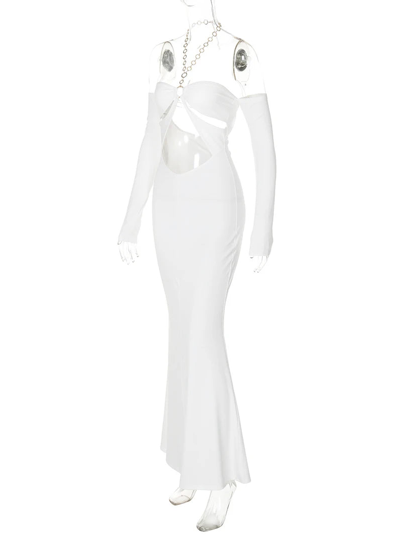 Mermaid Gown with Cutouts - Halter Evening Dress Elegant Dresses | Chuzko.com