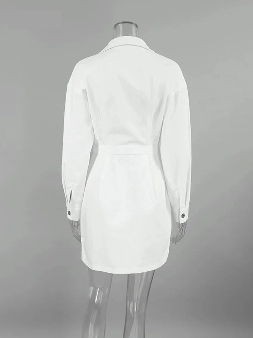 Tailored White Cotton Shirt Dress for Women Shirt Dresses | Chuzko.com