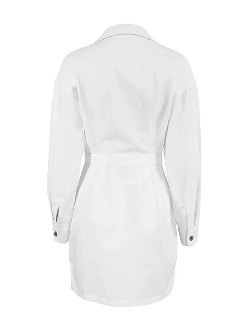 Tailored White Cotton Shirt Dress for Women Shirt Dresses | Chuzko.com