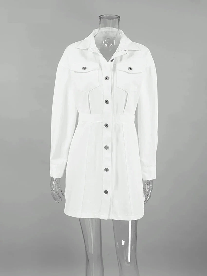 Tailored White Cotton Shirt Dress for Women Shirt Dresses | Chuzko.com