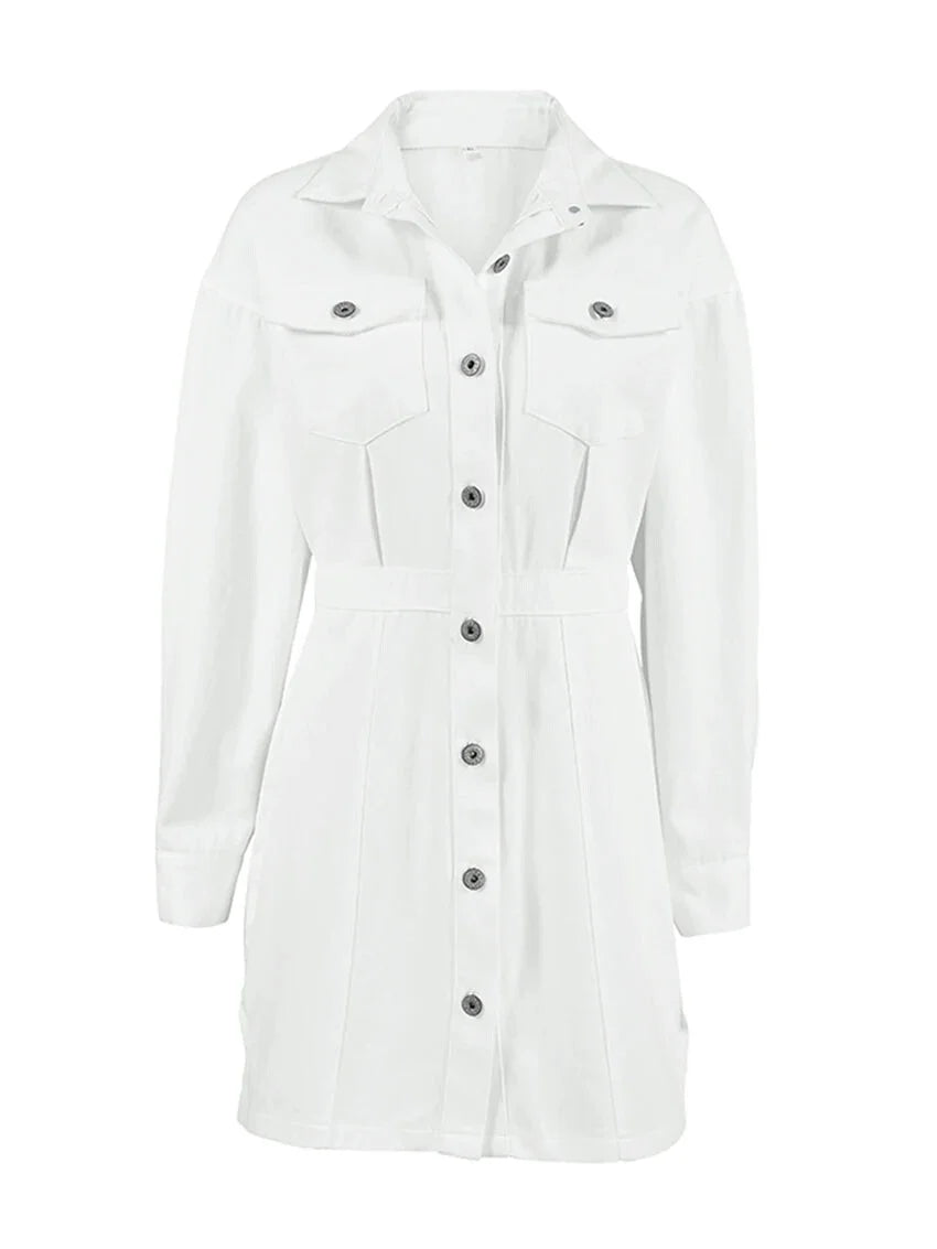 Tailored White Cotton Shirt Dress for Women Shirt Dresses | Chuzko.com