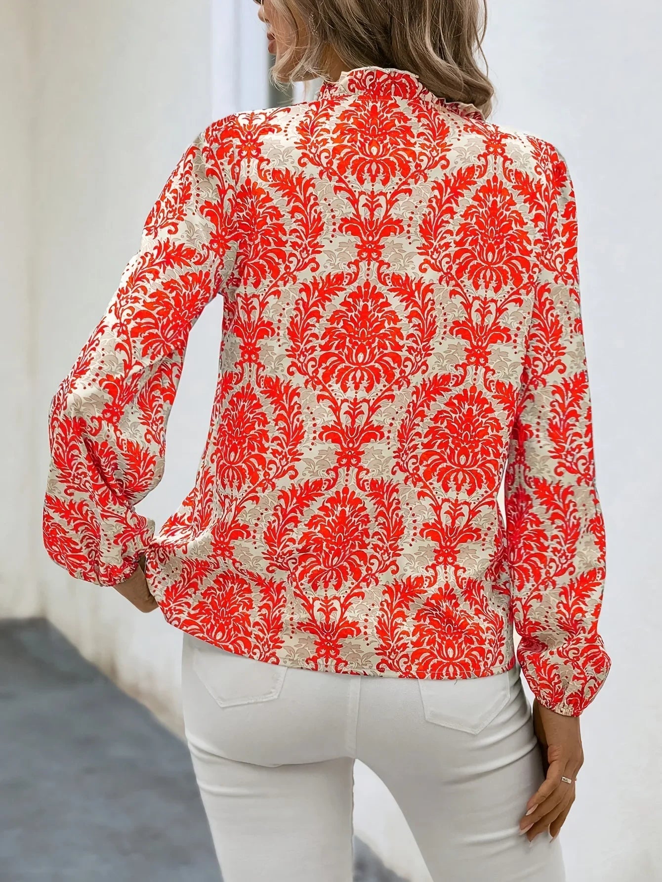 Golden Damask Autumn Blouse with Long Sleeves Blouses | Chuzko.com