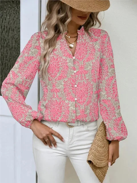 Golden Damask Autumn Blouse with Long Sleeves Blouses | Chuzko.com