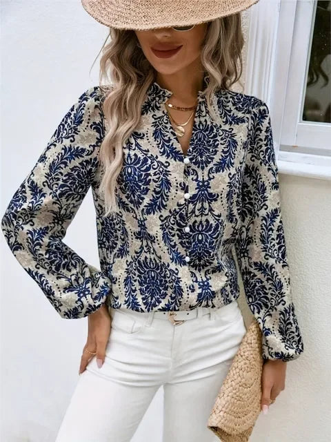 Golden Damask Autumn Blouse with Long Sleeves Blouses | Chuzko.com