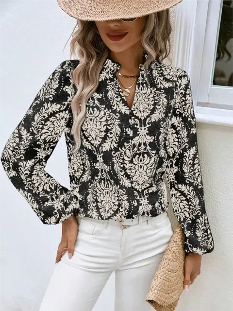 Golden Damask Autumn Blouse with Long Sleeves Blouses | Chuzko.com