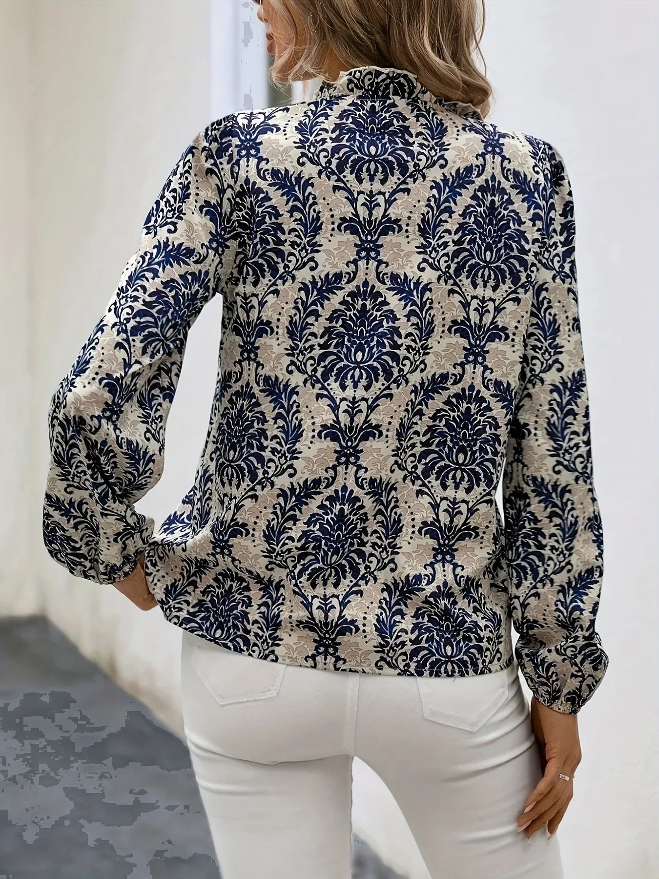 Golden Damask Autumn Blouse with Long Sleeves Blouses | Chuzko.com