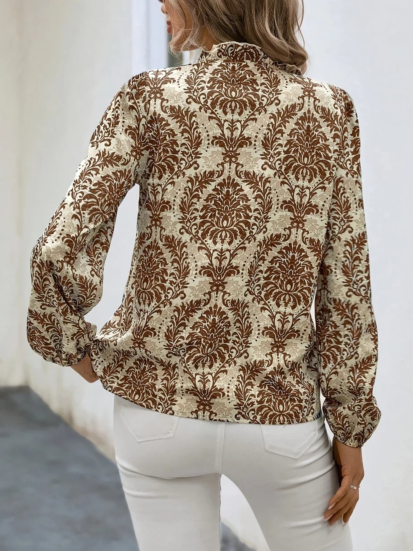 Golden Damask Autumn Blouse with Long Sleeves Blouses | Chuzko.com