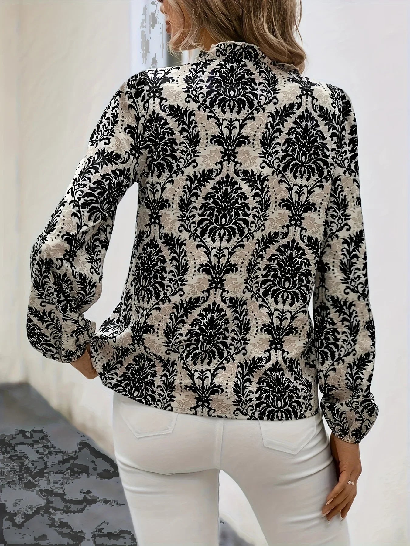 Golden Damask Autumn Blouse with Long Sleeves Blouses | Chuzko.com