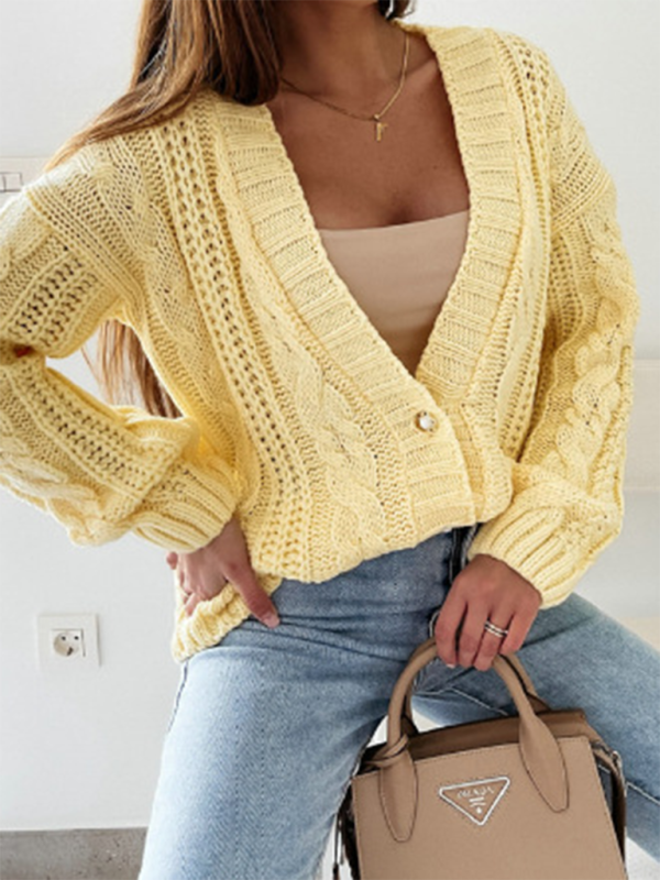 Textured Cardigan Cable Knit Crop Sweater Cardigan Sweaters | Chuzko.com