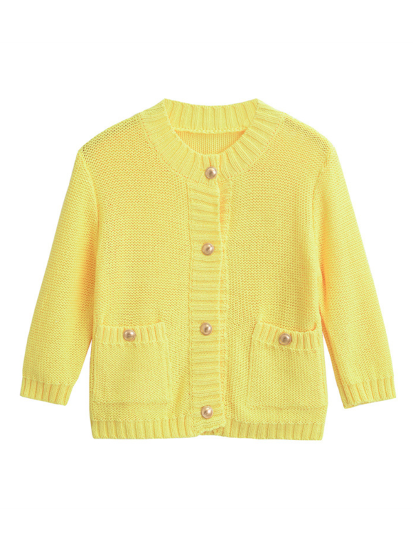 Fall Layering Piece Yellow Cardigan Sweater for Women	