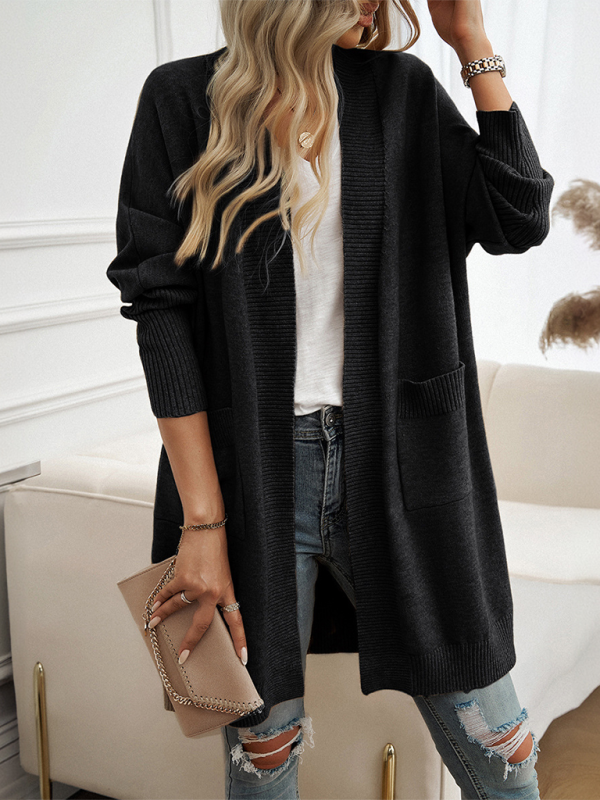 Cozy Layer Long Cardigan with Batwing Sleeves for Women Longline | Chuzko.com