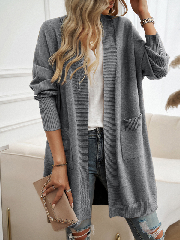 Cozy Layer Long Cardigan with Batwing Sleeves for Women Longline | Chuzko.com