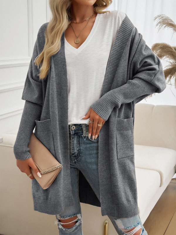 Cozy Layer Long Cardigan with Batwing Sleeves for Women Longline | Chuzko.com