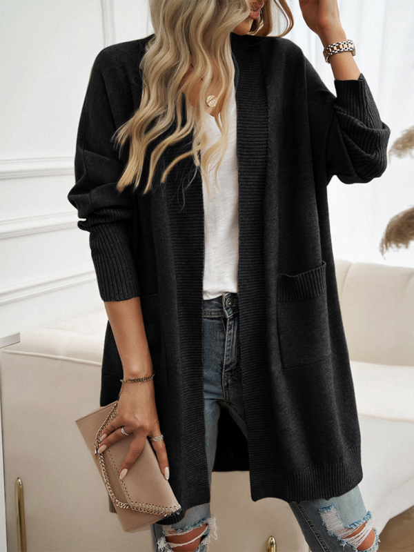 Cozy Layer Long Cardigan with Batwing Sleeves for Women Longline | Chuzko.com