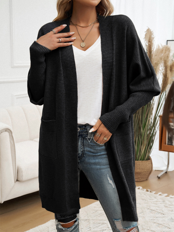 Cozy Layer Long Cardigan with Batwing Sleeves for Women Longline | Chuzko.com