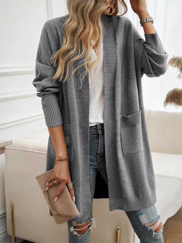 Cozy Layer Long Cardigan with Batwing Sleeves for Women Longline | Chuzko.com