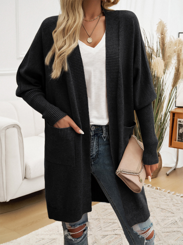 Cozy Layer Long Cardigan with Batwing Sleeves for Women Longline | Chuzko.com