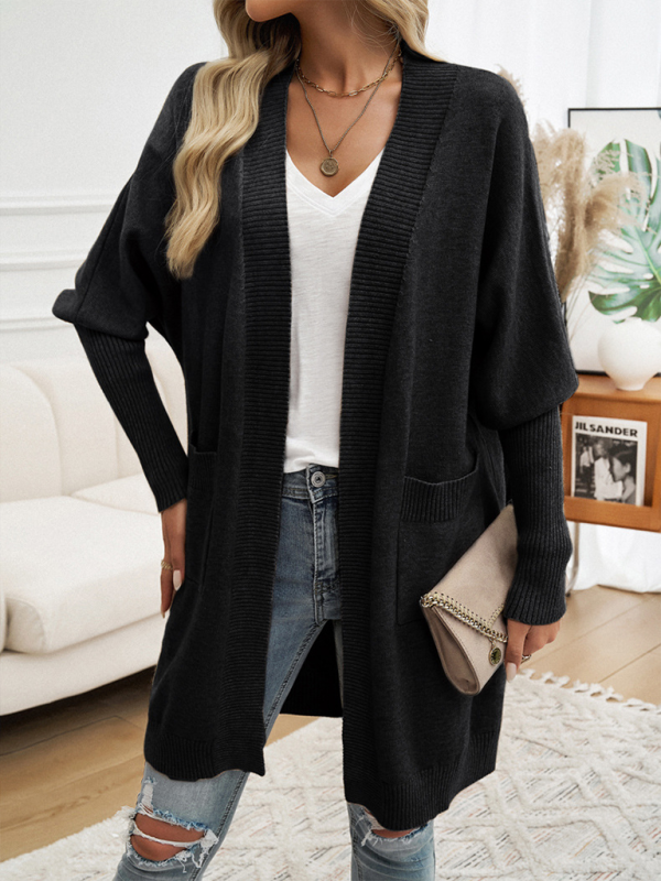 Cozy Layer Long Cardigan with Batwing Sleeves for Women Longline | Chuzko.com