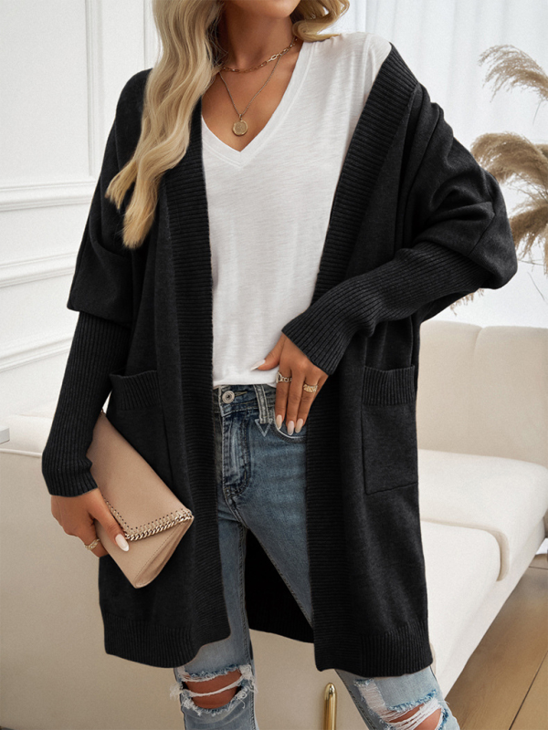 Cozy Layer Long Cardigan with Batwing Sleeves for Women Longline | Chuzko.com