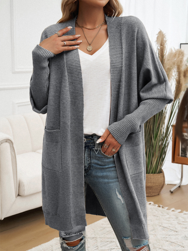 Cozy Layer Long Cardigan with Batwing Sleeves for Women Longline | Chuzko.com