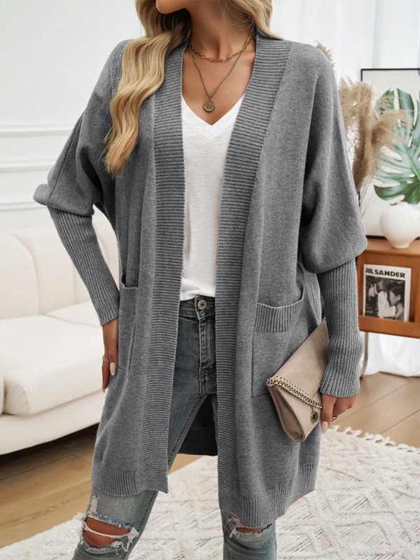 Cozy Layer Long Cardigan with Batwing Sleeves for Women Longline | Chuzko.com