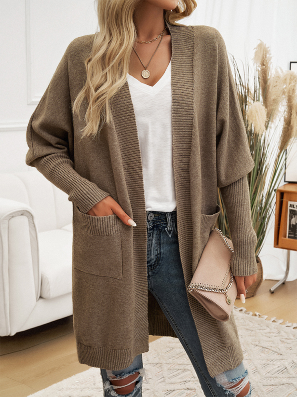 Cozy Layer Long Cardigan with Batwing Sleeves for Women Longline | Chuzko.com