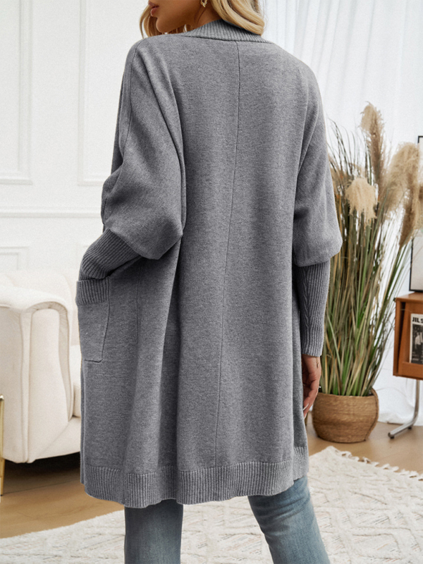 Cozy Layer Long Cardigan with Batwing Sleeves for Women Longline | Chuzko.com