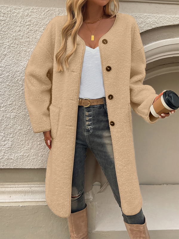 Elegant Winter Plush Long Coat for Women Coats | Chuzko.com