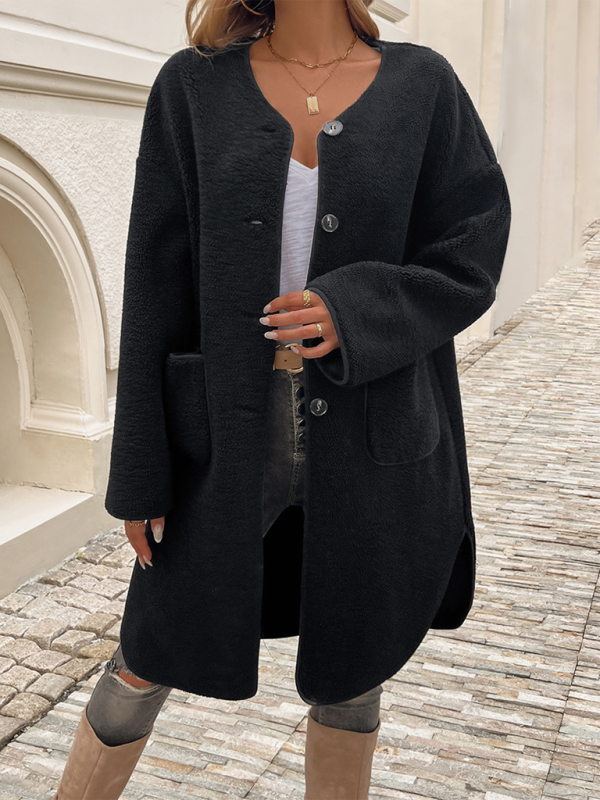 Elegant Winter Plush Long Coat for Women Coats | Chuzko.com