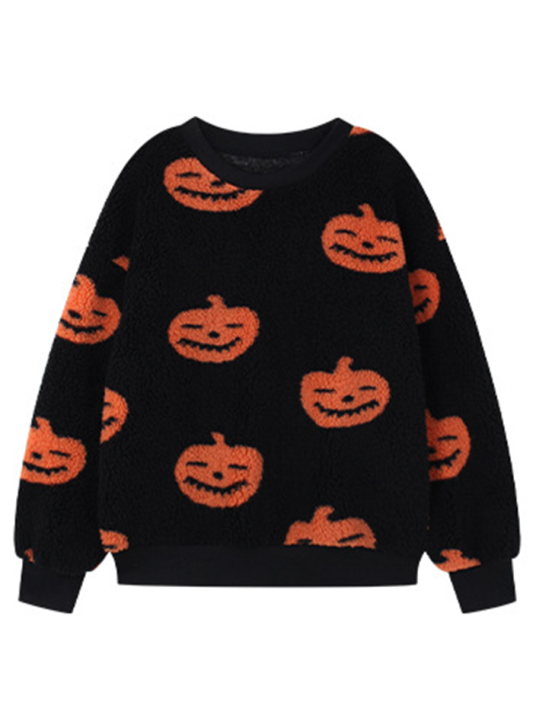 Cozy Plush Halloween Pumpkin Sweater Sweaters | Chuzko.com