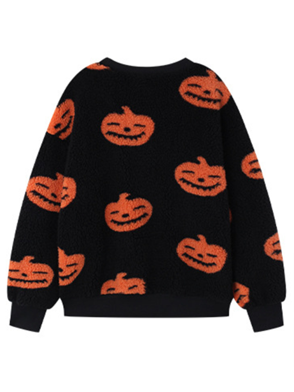 Cozy Plush Halloween Pumpkin Sweater Sweaters | Chuzko.com