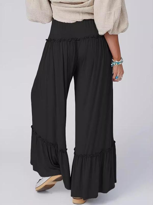 Casual Wide-Leg Ruffle Pants for Women Wide-Leg Pants | Chuzko.com