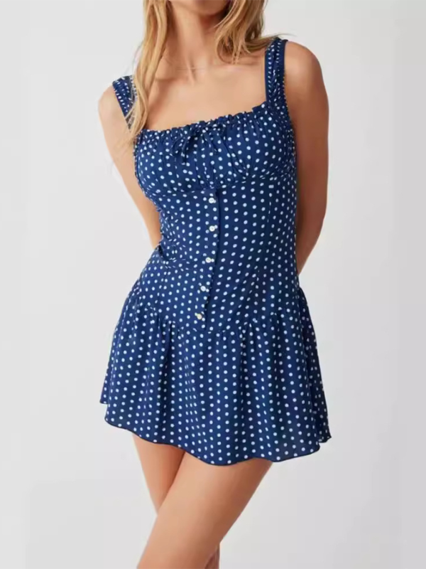 Polka Dot Drop-Waist Mini Dress	