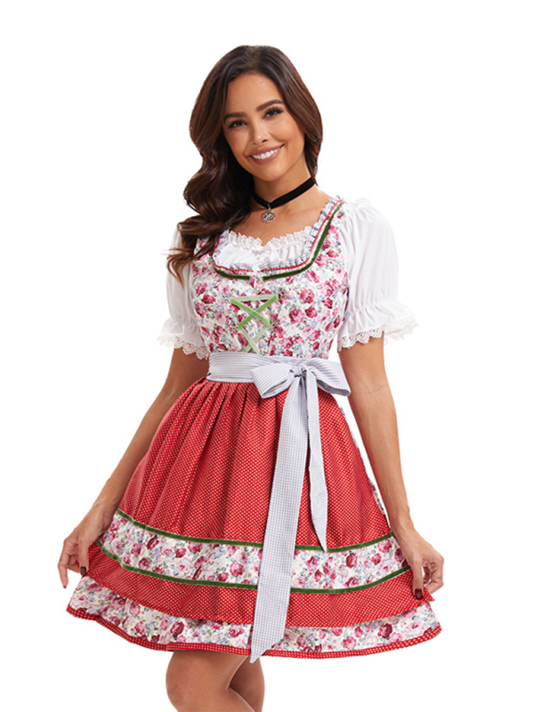 Oktoberfest Floral German Beer Maid Traditional Dress Oktoberfest | Chuzko.com