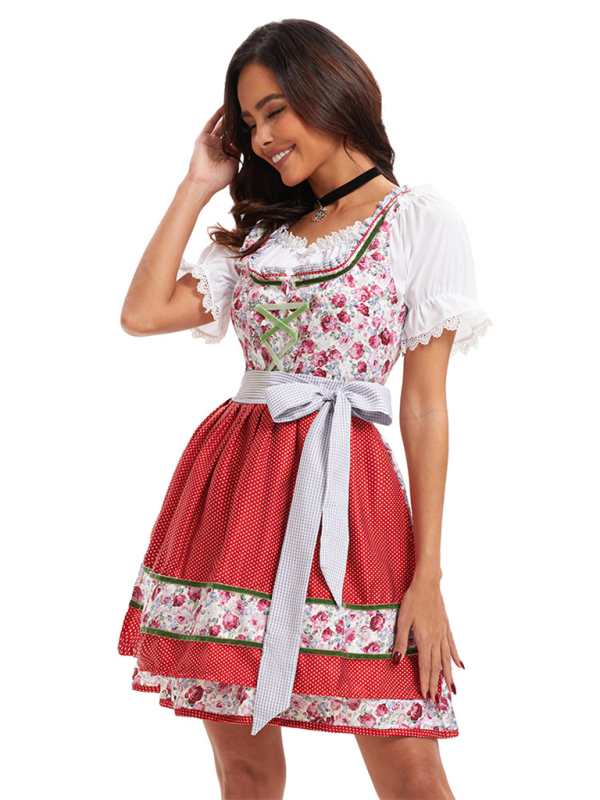 Oktoberfest Floral German Beer Maid Traditional Dress Oktoberfest | Chuzko.com