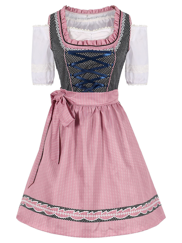 Women’s Pink Oktoberfest Dress Bavarian Beer Maid Outfit	