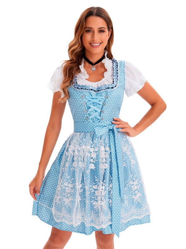 Bavarian Elegant Light Blue Oktoberfest Dress for Women	