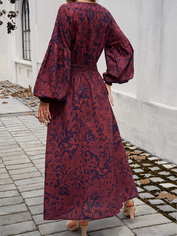 Floral Long Sleeve Surplice V-Neck Maxi Dress Maxi Dress | Chuzko.com