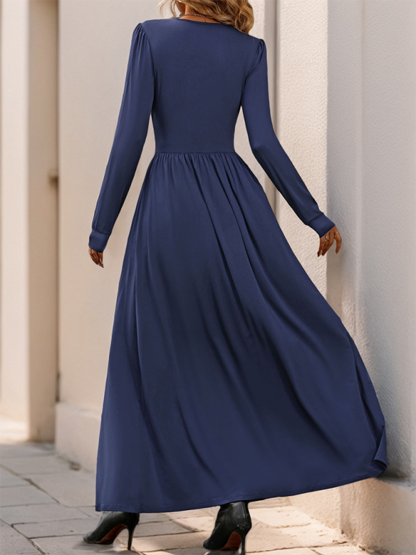 Solid Slim Fit Maxi Dress V-neck Maxi Dresses | Chuzko.com