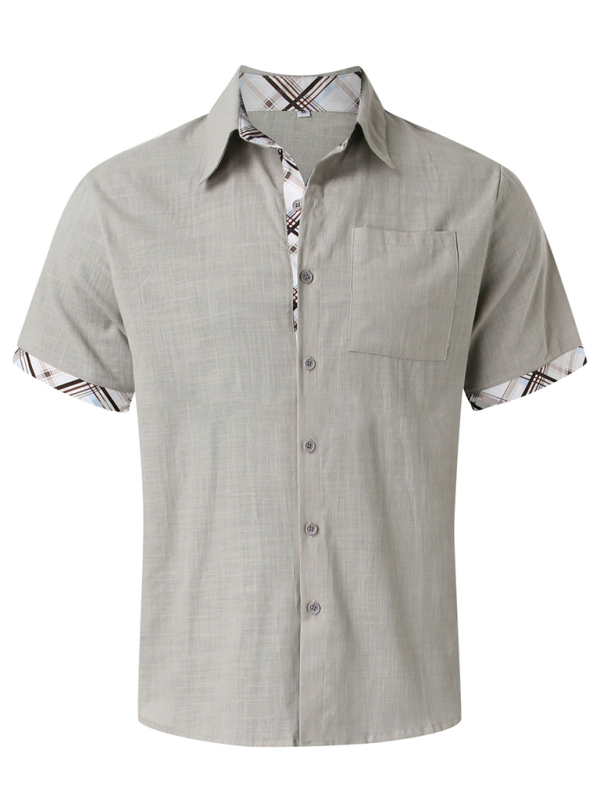 Men's Short-Sleeve Linen Blend Shirt Men Shirts | Chuzko.com