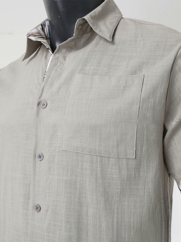 Men's Short-Sleeve Linen Blend Shirt Men Shirts | Chuzko.com