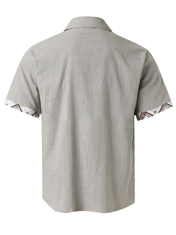 Men's Short-Sleeve Linen Blend Shirt Men Shirts | Chuzko.com