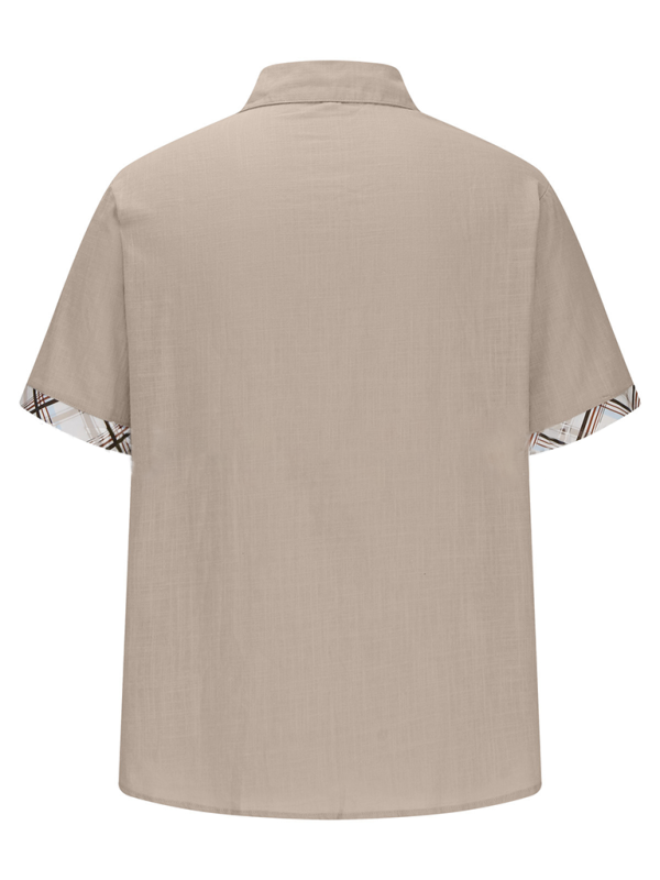 Men's Short-Sleeve Linen Blend Shirt Men Shirts | Chuzko.com