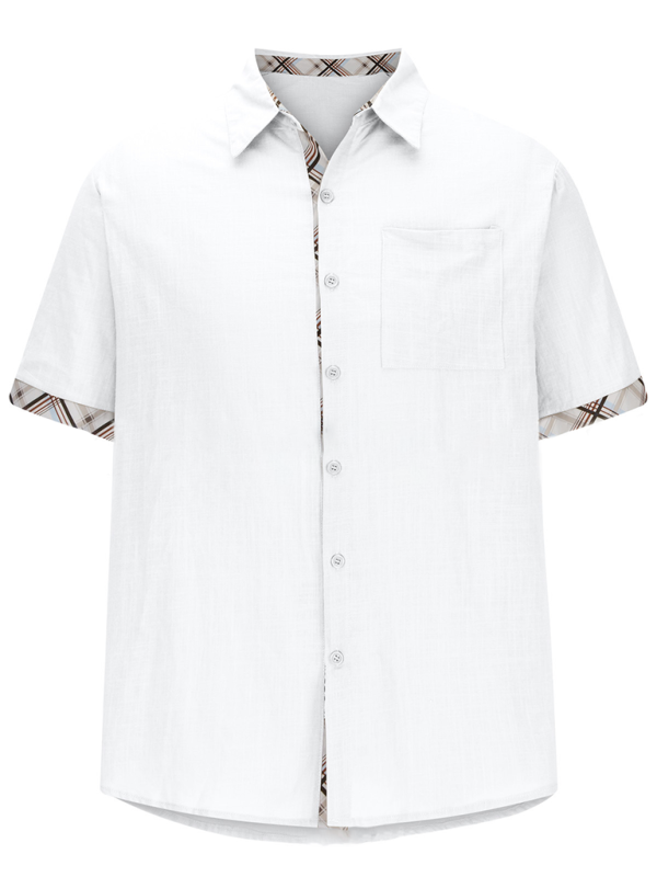 Men's Short-Sleeve Linen Blend Shirt Men Shirts | Chuzko.com